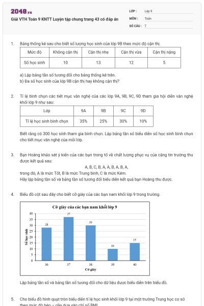 Giải VTH Toán 9 KNTT Luyện tập chung trang 43 có đáp án