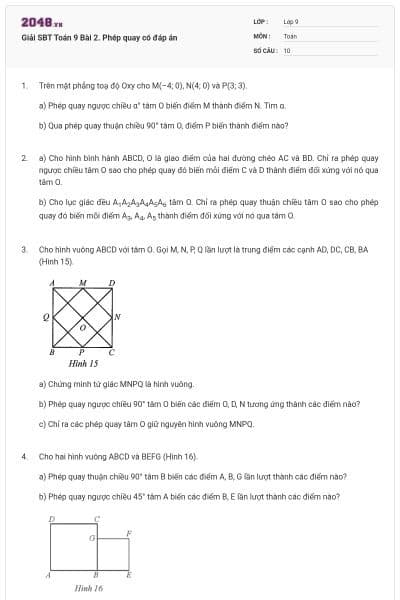 Giải SBT Toán 9 Bài 2. Phép quay có đáp án