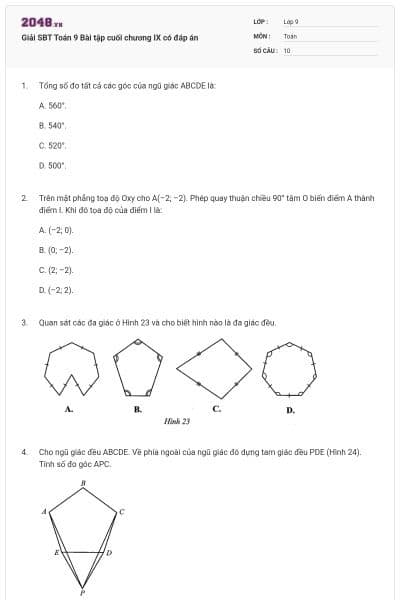 Giải SBT Toán 9 Bài tập cuối chương IX có đáp án
