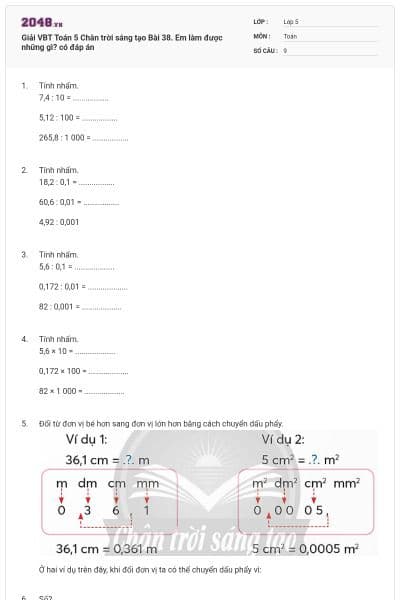 Giải VBT Toán 5 Chân trời sáng tạo Bài 38. Em làm được những gì? có đáp án