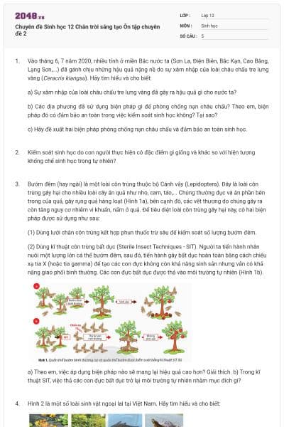 Chuyên đề Sinh học 12 Chân trời sáng tạo Ôn tập chuyên đề 2