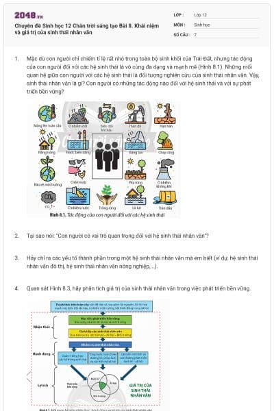 Chuyên đề Sinh học 12 Chân trời sáng tạo Bài 8. Khái niệm và giá trị của sinh thái nhân văn