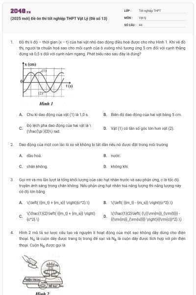 (2025 mới) Đề ôn thi tốt nghiệp THPT Vật Lý (Đề số 13)