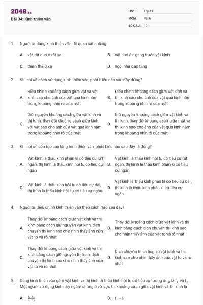 Bài 34: Kính thiên văn