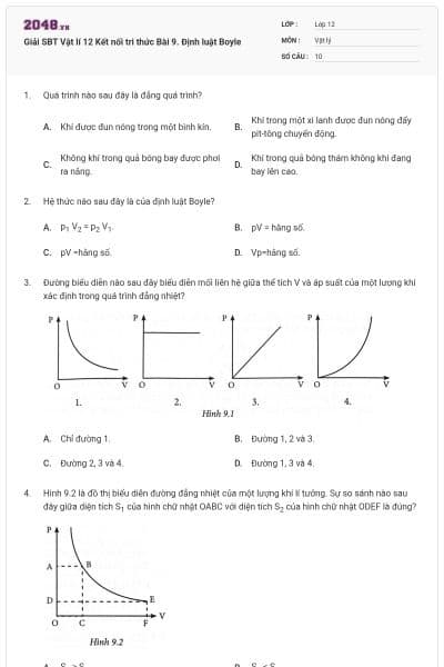 Giải SBT Vật lí 12 Kết nối tri thức Bài 9. Định luật Boyle
