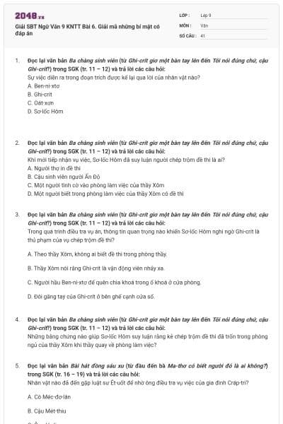 Giải SBT Ngữ Văn 9 KNTT Bài 6. Giải mã những bí mật có đáp án