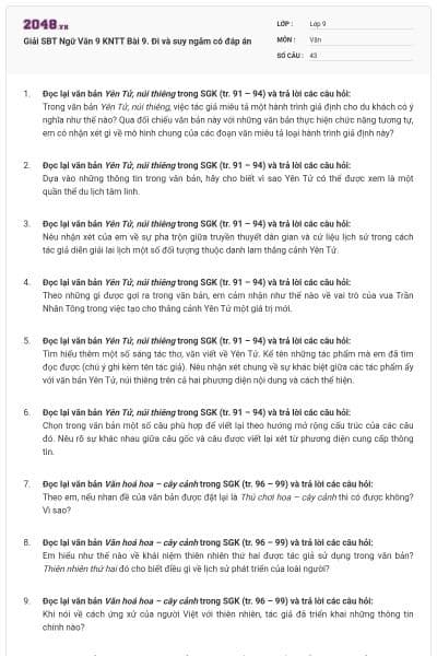 Giải SBT Ngữ Văn 9 KNTT Bài 9. Đi và suy ngẫm có đáp án