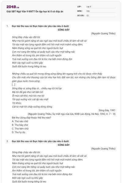 Giải SBT Ngữ Văn 9 KNTT Ôn tập học kì II có đáp án