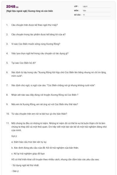 (Ngữ liệu ngoài sgk) Xương rồng và cúc biển