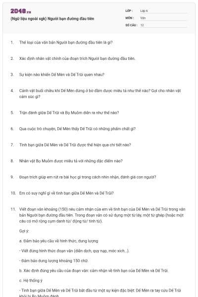 (Ngữ liệu ngoài sgk) Người bạn đường đầu tiên