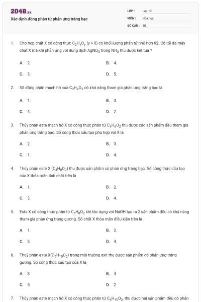 Xác định đồng phân từ phản ứng tráng bạc