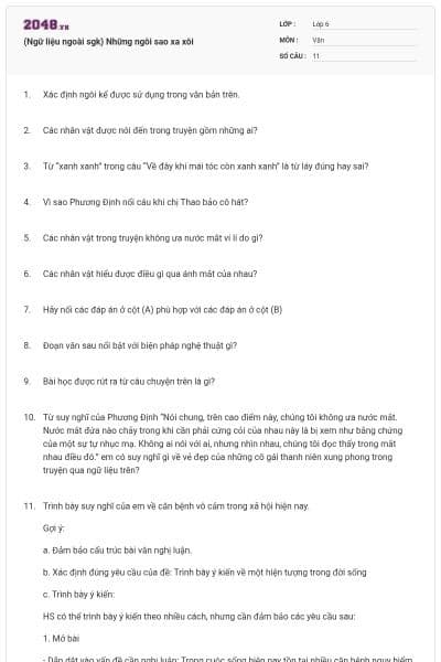 (Ngữ liệu ngoài sgk) Những ngôi sao xa xôi