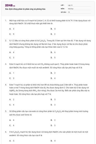 Xác định đồng phân từ phản ứng xà phòng hóa