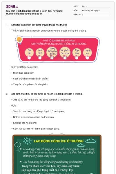 Giải SGK Hoạt động trải nghiệm 9 Cánh diều Xây dựng truyền thống nhà trường có đáp án