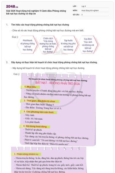 Giải SGK Hoạt động trải nghiệm 9 Cánh diều Phòng chống bắt nạt học đường có đáp án