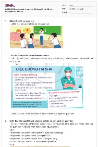 Giải SGK Hoạt động trải nghiệm 9 Cánh diều Nghề em quan tâm có đáp án