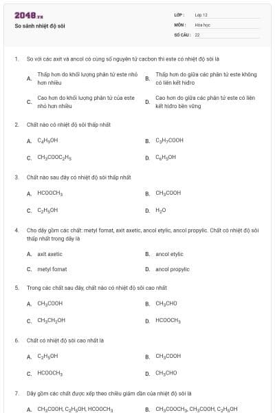 So sánh nhiệt độ sôi