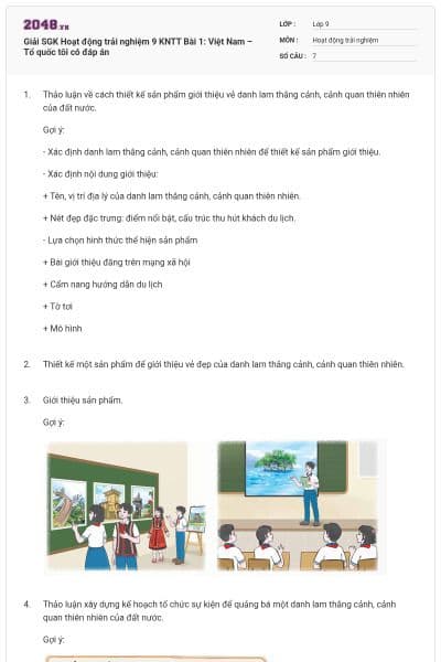 Giải SGK Hoạt động trải nghiệm 9 KNTT Bài 1: Việt Nam – Tổ quốc tôi có đáp án