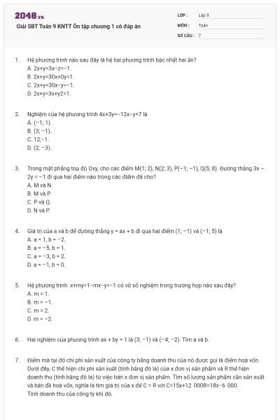 Giải SBT Toán 9 KNTT Ôn tập chương 1 có đáp án