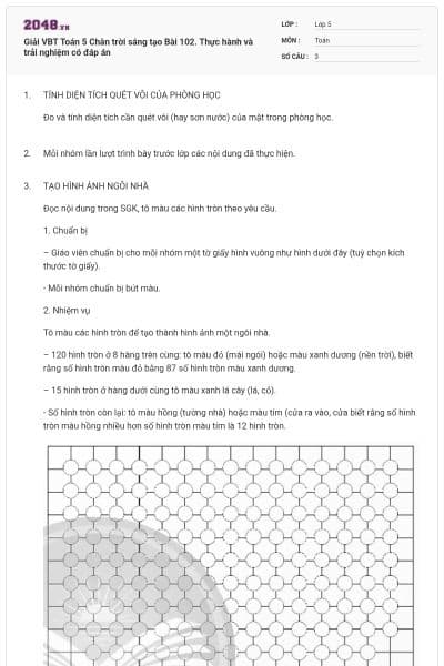 Giải VBT Toán 5 Chân trời sáng tạo Bài 102. Thực hành và trải nghiệm có đáp án