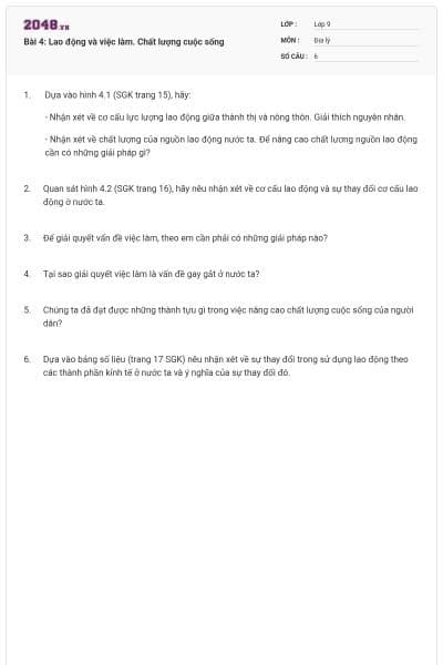 Bài 4: Lao động và việc làm. Chất lượng cuộc sống