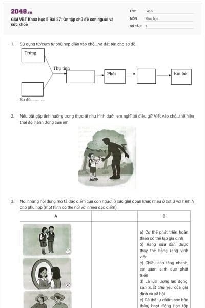Giải VBT Khoa học 5 Bài 27: Ôn tập chủ đề con người và sức khoẻ
