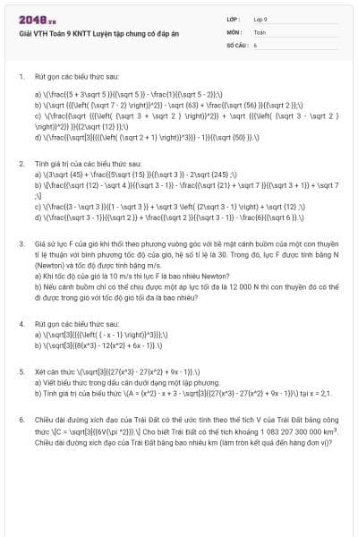 Giải VTH Toán 9 KNTT Luyện tập chung có đáp án