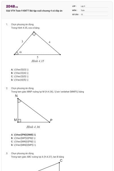 Giải VTH Toán 9 KNTT Bài tập cuối chương 4 có đáp án