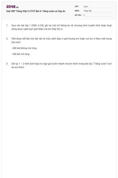 Giải VBT Tiếng Việt 5 CTST Bài 6: Tiếng vườn có đáp án