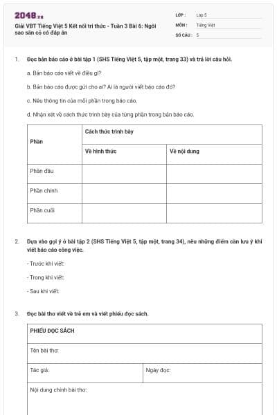 Giải VBT Tiếng Việt 5 Kết nối tri thức - Tuần 3 Bài 6: Ngôi sao sân cỏ có đáp án