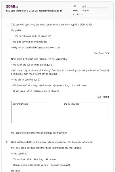 Giải VBT Tiếng Việt 5 CTST Bài 4: Mùa vừng có đáp án