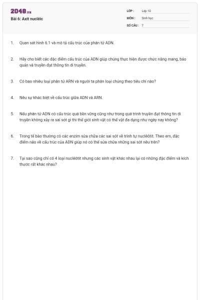 Bài 6: Axit nuclêic