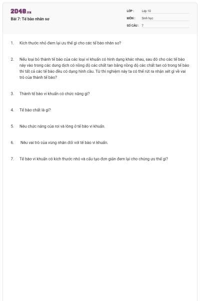 Bài 7: Tế bào nhân sơ