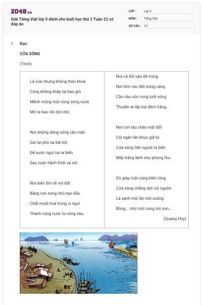 Giải Tiếng Việt lớp 5 dành cho buổi học thứ 2 Tuần 22 có đáp án