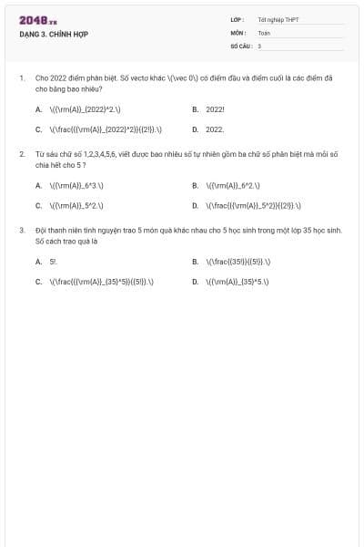 DẠNG 3. CHỈNH HỢP