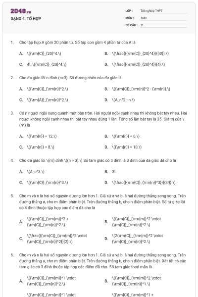 DẠNG 4. TỔ HỢP