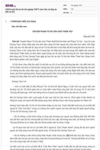 (2025 mới) Đề ôn thi tốt nghiệp THPT môn Văn có đáp án (Đề số 32)