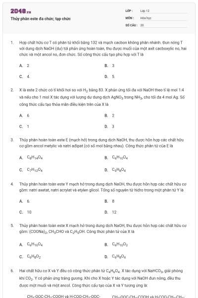 Thủy phân este đa chức; tạp chức