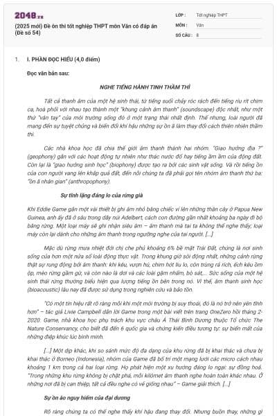 (2025 mới) Đề ôn thi tốt nghiệp THPT môn Văn có đáp án (Đề số 54)