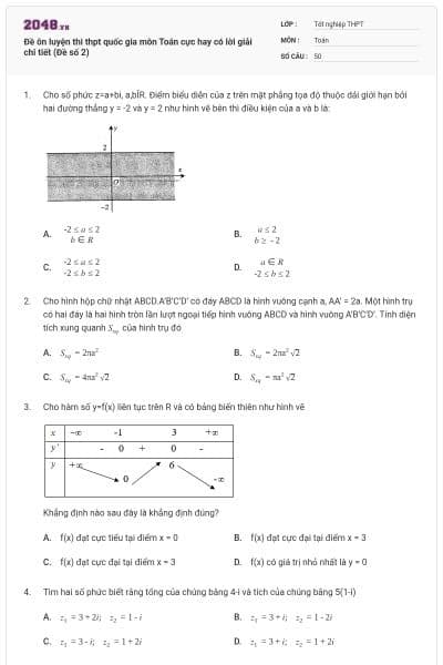 Đề ôn luyện thi thpt quốc gia môn Toán cực hay có lời giải chi tiết (Đề số 2)