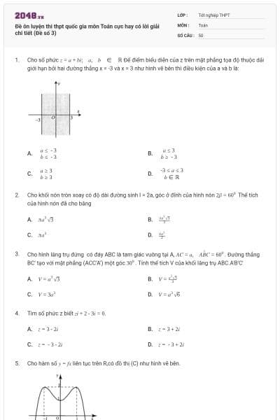 Đề ôn luyện thi thpt quốc gia môn Toán cực hay có lời giải chi tiết (Đề số 3)