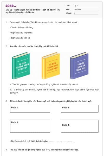 Giải VBT Tiếng Việt 5 Kết nối tri thức - Tuần 11 Bài 19: Trải nghiệm để sáng tạo có đáp án