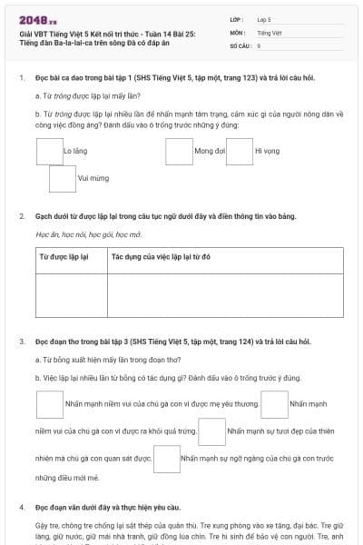 Giải VBT Tiếng Việt 5 Kết nối tri thức - Tuần 14 Bài 25: Tiếng đàn Ba-la-lai-ca trên sông Đà  có đáp án