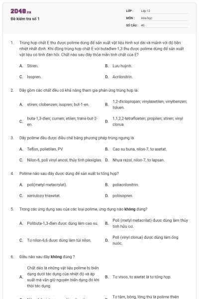 Đề kiểm tra số 1