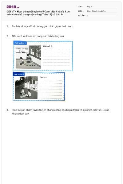 Giải VTH Hoạt động trải nghiệm 5 Cánh diều Chủ đề 3. An toàn và tự chủ trong cuộc sống (Tuần 11) có đáp án