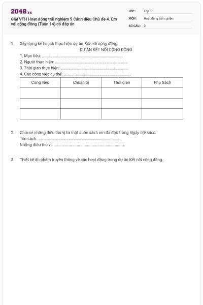 Giải VTH Hoạt động trải nghiệm 5 Cánh diều Chủ đề 4. Em với cộng đồng (Tuần 14) có đáp án
