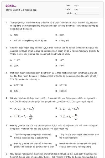 Bài 15: Mạch R, L, C mắc nối tiếp