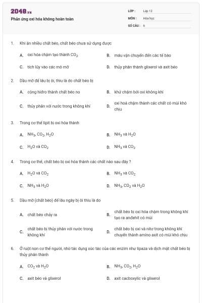 Phản ứng oxi hóa không hoàn toàn