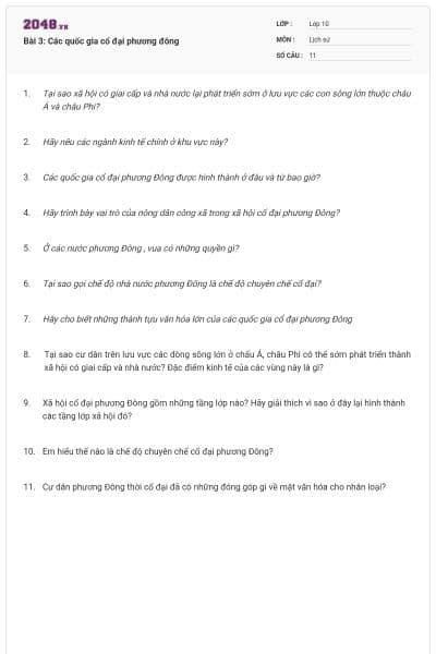 Bài 3: Các quốc gia cổ đại phương đông