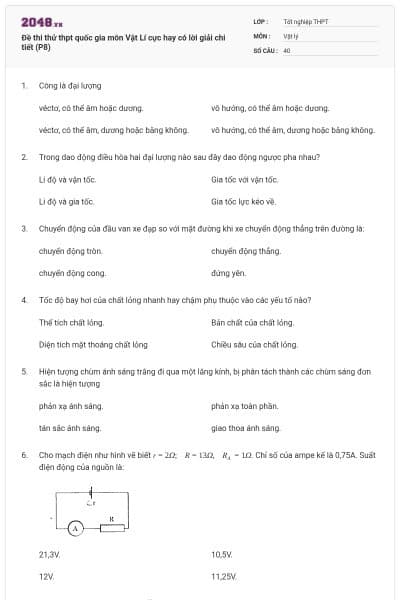 Đề thi thử thpt quốc gia môn Vật Lí cực hay có lời giải chi tiết (P8)